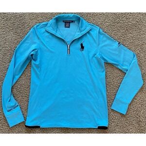 Ralph Lauren Golf 1/4 Zip Pullover Women's Medium Big Pony Logo Light Blue